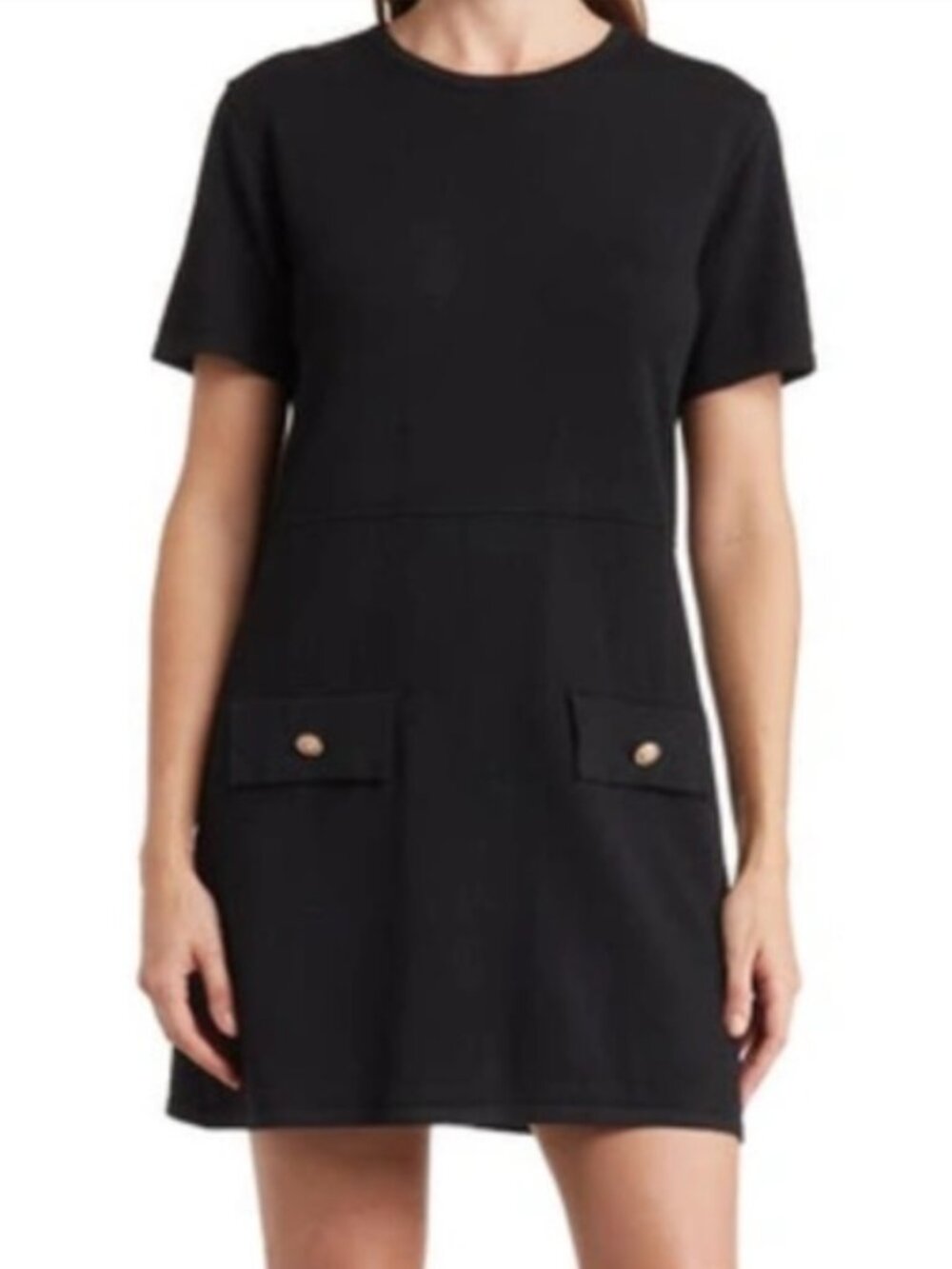 ZARA Gold Button Pretty LBD